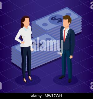 finacial transaction with business people isometric Stock Vector