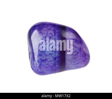 Violet semi-precious natural Fluorite stone isolated on white background Stock Photo