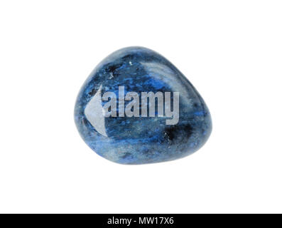 Dark blue semi-precious natural dumortierite stone isolated on white background Stock Photo