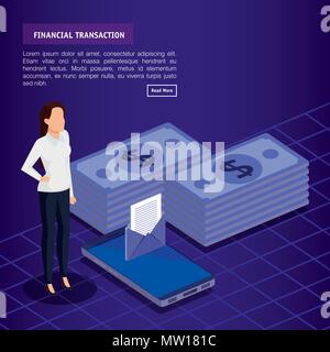finacial transaction with business people isometric Stock Vector