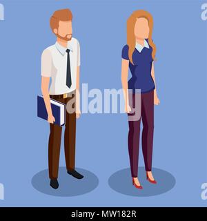 business couple isometric avatars Stock Vector