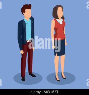 business couple isometric avatars Stock Vector