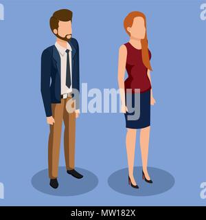 business couple isometric avatars Stock Vector