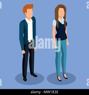 business couple isometric avatars Stock Vector
