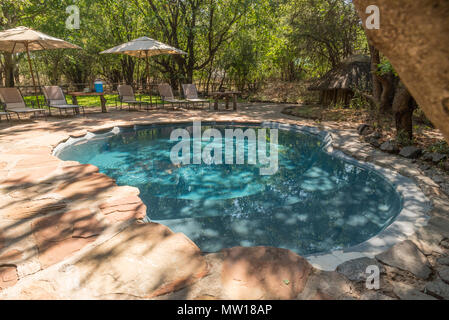 Swimming pool at Mashatu Tented Camp in Botswana Stock Photo