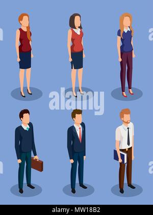 business people isometric avatars Stock Vector