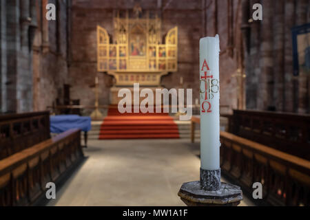 Interior of Shrewsbury Abbey in Shropshire Stock Photo