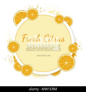 Orange fruit label. Vector citrus banners with place for text Stock Vector