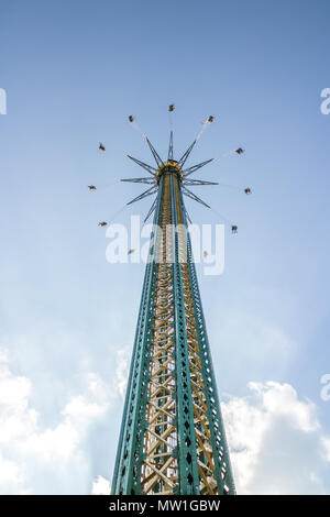 Vienna Austria May.26 2018, people having a ride in the swing carousel Stock Photo