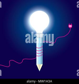 Graphic design of light bulb with power cord Stock Vector