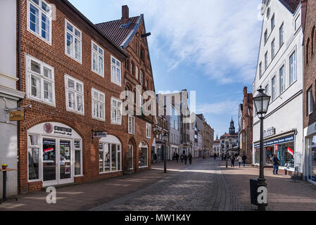 Pedestrian zone in the historic old town, in the back town hall, Lüneburg, Lower Saxony, Germany Stock Photo