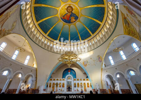 Interior view with dome, Orthodox Resurrection Cathedral, Cathedral of Christ's Resurrection, Katedralja e Ringjalljës së Stock Photo