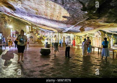 Statues of Buddha inside the Dambulla Cave Temple, Matale District, Sri Lanka Stock Photo