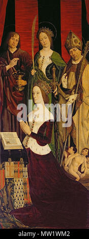 . English: Triptych of the Burning Bush. Portrait of Jeanne de Laval (1433-1498). Musée Granet, Aix-en-Provence. between 1475 and 1476. Nicolas Froment 615 Triptych of The Burning Bush (Jeanne de Laval) Stock Photo