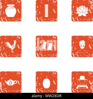 Honey drink icons set, grunge style Stock Vector