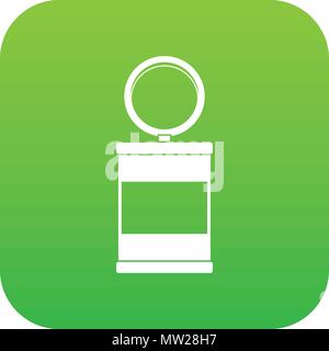 Trash can with pedal icon digital green Stock Vector