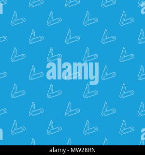 Pocket knife pattern vector seamless blue Stock Vector