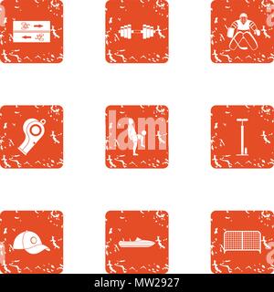 Herculean icons set, grunge style Stock Vector