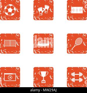 Sport vision icons set, grunge style Stock Vector