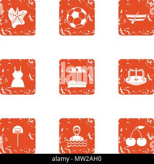 Refreshment icons set, grunge style Stock Vector