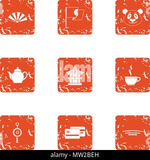 Custom icons set, grunge style Stock Vector
