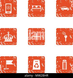 Target structure icons set, grunge style Stock Vector
