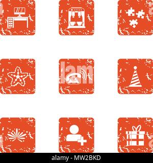 Presentations icons set, grunge style Stock Vector