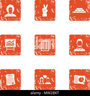 Rising knowledge icons set, grunge style Stock Vector