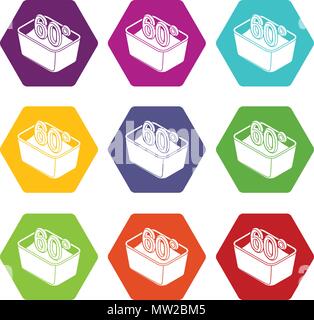 Hand wash 60 degrees celsius icons set 9 vector Stock Vector