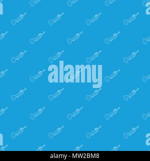 Trumpet pattern vector seamless blue Stock Vector