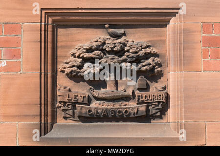 Glasgow coat of arms in the Glasgow Botanic Gardens, Scotland, UK Stock Photo