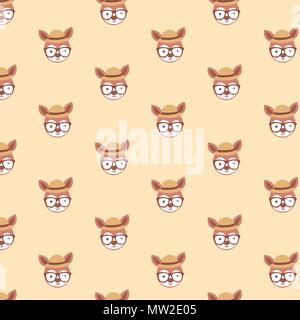 Cute stylized cartoon kangaroo pattern on pastel background. Stock Vector