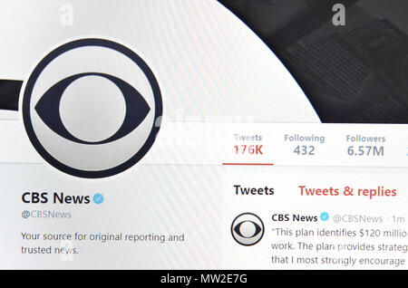 CBS News Twitter page (2018) Stock Photo