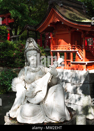 Benzaiten, Japanese goddess of speech and music, goddess of art and performance, and of all that flows. Tamura Shrine, Takamatsu, Shikoku, Japan Stock Photo
