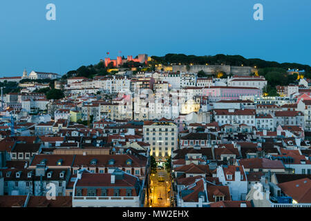 Lisbon, Portugal - May 03, 2018: Elevated view of Lisbon skyline. Stock Photo