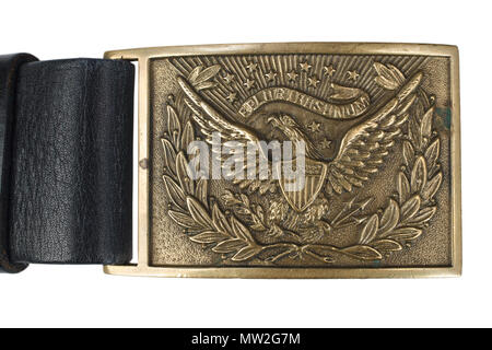 US Army Belt Buckle Civil War period isolated on white Stock Photo