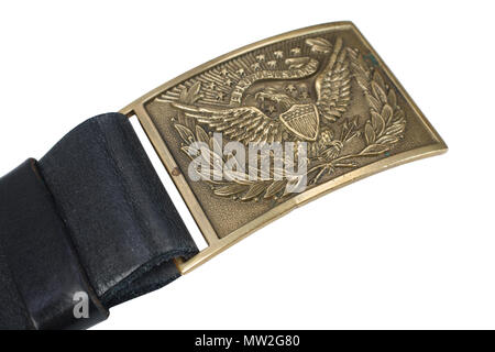 US Army Belt Buckle Civil War period isolated on white Stock Photo