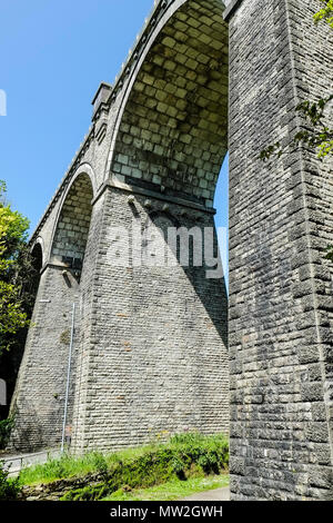 Trenance Viaduct a Grade II listed structure in Newquay Cornwall. Stock Photo