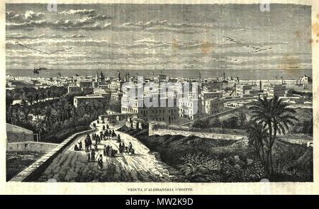 . Alexandria old drawings . please check file name. please check file name 632 View over the modern city of Alexandria in c.1880 Stock Photo