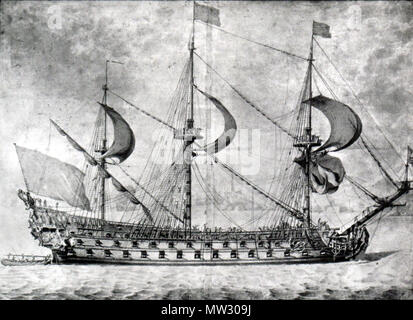 First-rate ship of the Line of the french navy in the 17th century ...