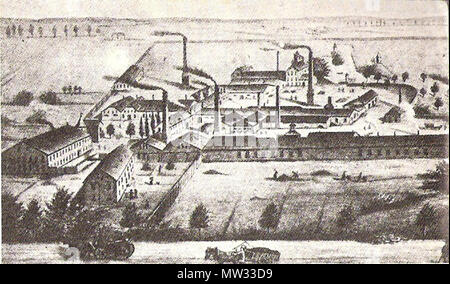 . English: The Krupp factory in essen in 1852. 1852. Unknown 349 Krupp factory 1852 Stock Photo