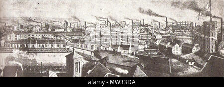 . English: The Krupp factory in Essen in 1880. 1880. Unknown 349 Krupp factory 1880 Stock Photo