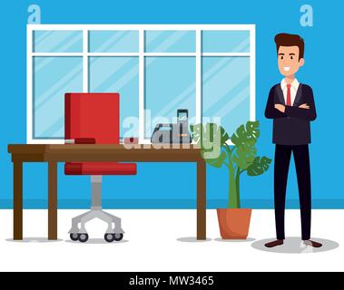 businessman in the office avatar character Stock Vector