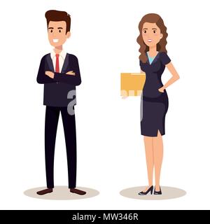 business couple isometric avatars Stock Vector