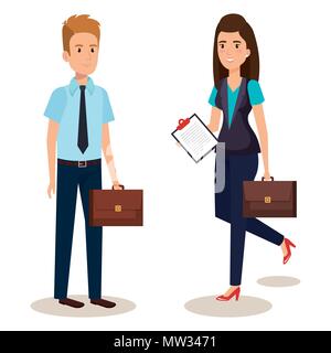business couple isometric avatars Stock Vector