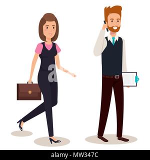 business couple isometric avatars Stock Vector