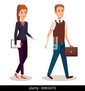 business couple isometric avatars Stock Vector