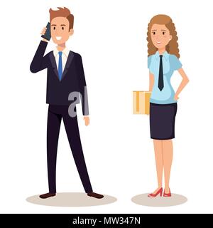 business couple isometric avatars Stock Vector