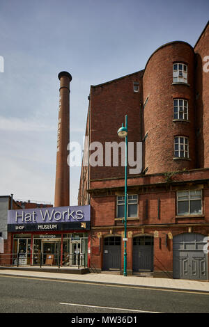 Stockport Town centre's landmark Hat Works tourist museum Wellington Mil a fireproof cotton spinning mill  Grade II listed Stock Photo