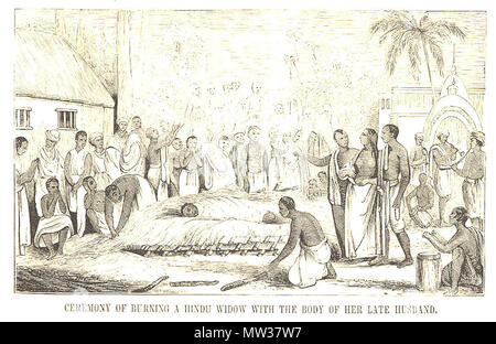 Ceremony of Burning a Hindu Widow with the Body of her Late Husband, from Pictorial History of China and India, 1851 Stock Photo